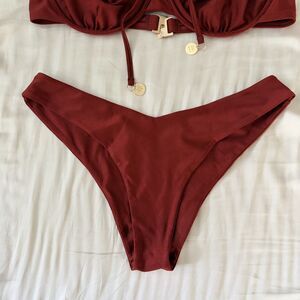 Kulani Kinis Minimal Full Coverage Bikini Bottom Only - Sweet Cinnamon EUC